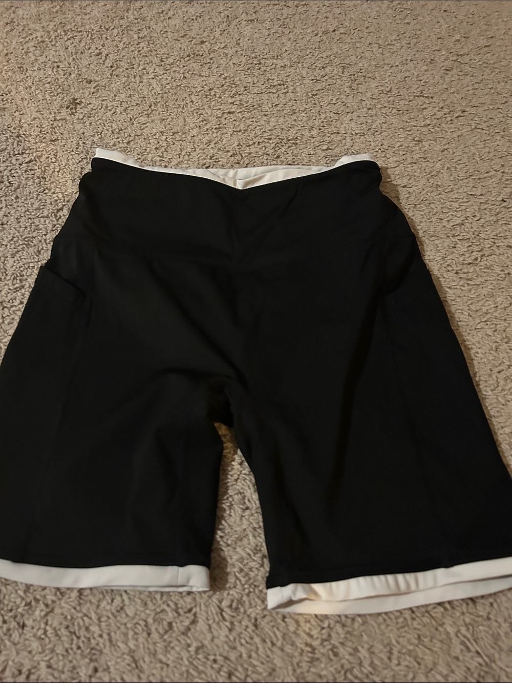 Black Athletic Bike Shorts with White Trim